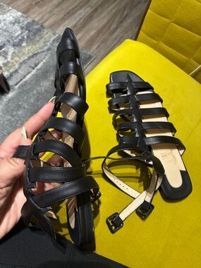 Christian Louboutin Black Multi-Strap Flat Sandals